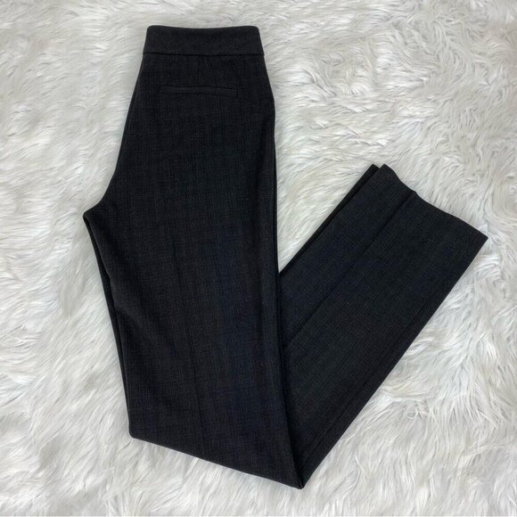 T Tahari Womens Size 2 Charcoal Gray Crosshatch Dress Pants Straight Leg Stretch - Picture 2 of 14
